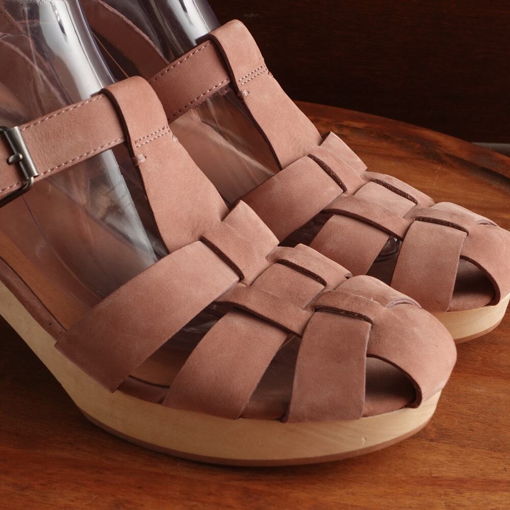 Madewell Sandals Womens Size 10 Blush Pink The Fisherman Clog Leather Boho Shoes - Picture 5 of 15